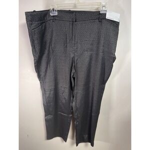 NWT Liz Claiborne Emma Black Metallic Check Ankle Pants Sz 18P Mid-Rise Trousers